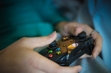 guy with gaming pads 